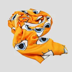 شال نخی طرح چشم کد Nsc427  رنگ نارنجی