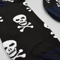 جوراب ساق بلند اسکلتی مدل دزدان دریایی مشکی سرمه ای کد Npss381