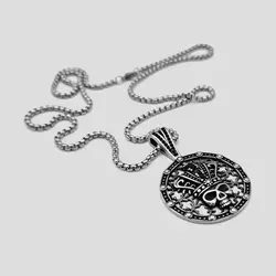 پلاک و گردنبند استیل طرح جمجمه پادشاه کد Njd-770d5