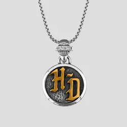 پلاک و گردنبند استیل طرح هارلی دیویدسون دو رنگ مدل HD کد Njd-630d7