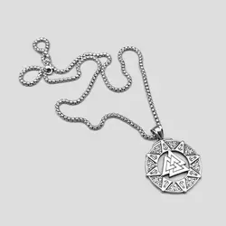 پلاک و گردنبند استیل مدال والکنوت کد Njd-449d1