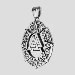 پلاک و گردنبند استیل مدال والکنوت کد Njd-449d1