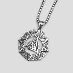 پلاک و گردنبند استیل مدال والکنوت کد Njd-449d1