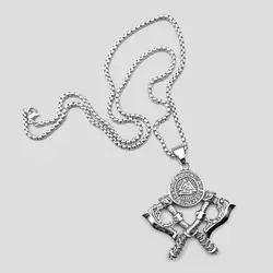 پلاک و گردنبند تبر دوتایی وایکینگ مدل Valknut کد Njd-449d4