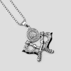 پلاک و گردنبند تبر دوتایی وایکینگ مدل Valknut کد Njd-449d4