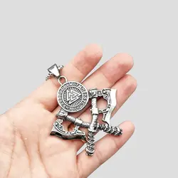 پلاک و گردنبند تبر دوتایی وایکینگ مدل Valknut کد Njd-449d4