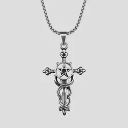 پلاک و گردنبند استیل طرح صلیب مدل Star کد Fsi-371d3