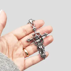 پلاک و گردنبند استیل طرح صلیب مدل Star کد Fsi-371d3