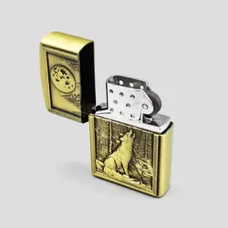 فندک گازی طرح گرگ مدل Wolf and Moon کد Ork-244d2