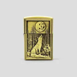 فندک گازی طرح گرگ مدل Wolf and Moon کد Ork-244d2