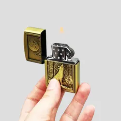 فندک گازی طرح گرگ مدل Wolf and Moon کد Ork-244d2