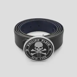 کمربند اسکلتی طرح فیلیپ پلین مدل Silver-Pirate رنگ مشکی کد Phs-621d3