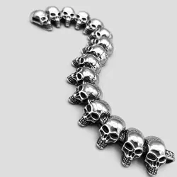 دستبند استیل اسکلت مدل Big Skulls کد Njd-205d1