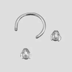 پیرسینگ حلقه طرح پنجه اژدها مدل White-Sphere کد Hsn-971d1