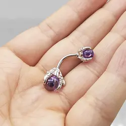 پیرسینگ ناف طرح پنجه اژدها مدل Purple-Sphere کد Hsn-971d5