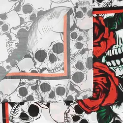 شال نخی اسکلتی طرح جمجمه و رز مدل FullSkulls کد Nsc-773d5