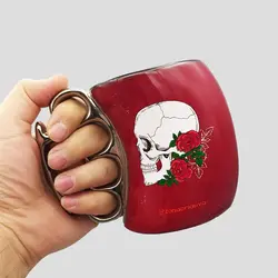 ماگ اسکلتی طرح پنجه بوکس مدل Rose Skull کد Zre-977d4