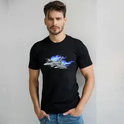 تیشرت نخی طرح جنگنده مافوق صوت مشکی