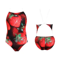 مایوی شنای زنانه توربو Strawberry Fruit Thick Strap