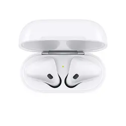 هدفون بی‌ سیم اپل مدل AirPods نسل دوم با محفظه شارژ بی سیم