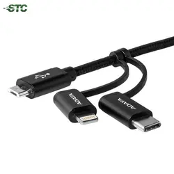 کابل تبدیل USB به Lightning/Micro USB/USB-C ای دیتا Adata Sync And Charge طول 1 متر