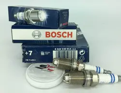 شمع بوش پایه کوتاه دو پلاتین BOSCH FR7LDC+ +7 یک جعبه (4 عدد)