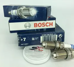 شمع بوش پایه کوتاه دو پلاتین BOSCH FR7LDC+ +7 یک جعبه (4 عدد)