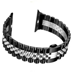 بند اپل واچ رولکسی جیتک مدل G-Tech Butterfly Buckle Watch Band Strap BlackSilver 42/44/45mm
