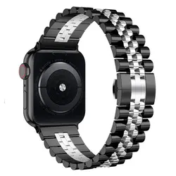 بند اپل واچ رولکسی جیتک مدل G-Tech Butterfly Buckle Watch Band Strap BlackSilver 42/44/45mm