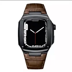 بند اپل واچ سری لاکچری Metal & Leather set for  apple watch 45 mm