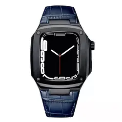 بند اپل واچ سری لاکچری Metal & Leather set for  apple watch 45 mm