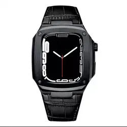 بند اپل واچ سری لاکچری Metal & Leather set for  apple watch 45 mm