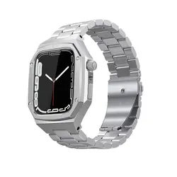 بند و گارد اپل واچ سری لاکچری Luxury Stainless Steel Protection apple Watch 44/45 mm