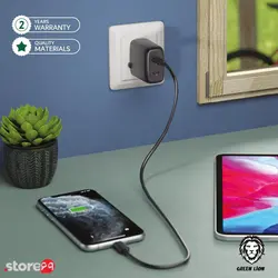شارژر دیواری گرین مدل Dual Port USB-C GNWC2PD40WBK