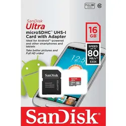 مموری SanDisk micro Ultra U1 80MB/s 533x 16GB