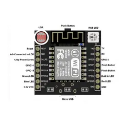 برد توسعه Witty cloud با هسته وای فای ESP8266 دارای دو پورت میکرو USB | فروش عمده