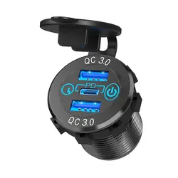 شارژر فندکی ماشین 3 خروجی (2 فست + تایپ c) چراغ دار | عمده فروشی الکترونیک سان سون