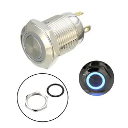 کلید شستی فشاری استیل LED دار قطر 12V/24V - 12mm | عمده فروشی الکترونیک سان سون