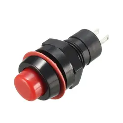 کلید فشاری مهره خور 2 پایه 10mm - DS211 قرمز | عمده فروشی الکترونیک سان سون