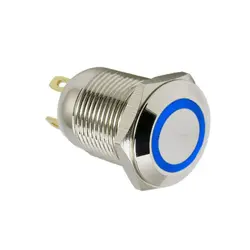 کلید فشاری LED دار استیل (PUSH) قطر 220V - 12mm | عمده فروشی الکترونیک سان سون