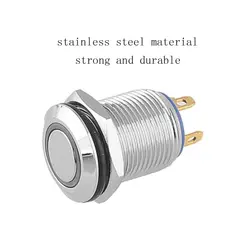 کلید شستی استیل قرمز LED دار قطر 12V/24V - 19mm | عمده فروشی الکترونیک سان سون