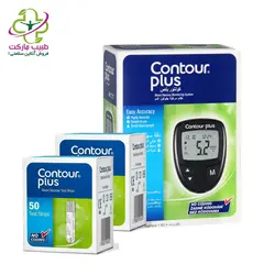 پک تست قند خون Bayer مدل Contour Plus +دو بسته نوار 50 عددی