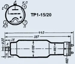 لامپ بخار جیوه  ، تیراترون ، TP1-15 / 20 15A 20000V 20kV