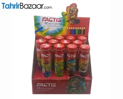 مداد رنگی ۱۲ رنگ استوانه ای فلزی فکتیس - فروشگاه اینترنتی تحریر بازار