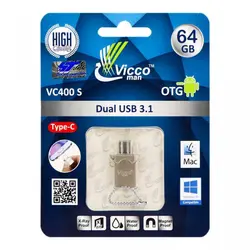 فلش ۶۴ گیگ ویکومن Vicco VC400 OTG Type-C USB3.1