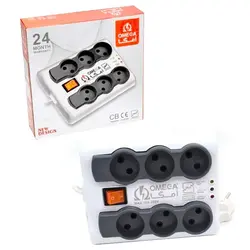 محافظ برق 6 خانه کلید دار 3 متری امگا Omega P6000 | فروش و پخش عمده تک استور