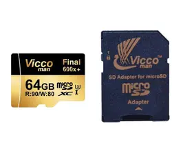 کارت حافظه microSDXC ویکومن مدل 600x plus کلاس 10 استاندارد UHS-I U3 سرعت 90MBs ظرفیت 64 گیگابایت