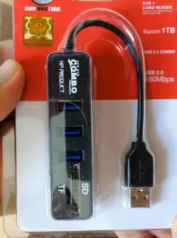 هاب USB 2.0 سه پورت وکارت خوان ایکس پی مدل HC834B