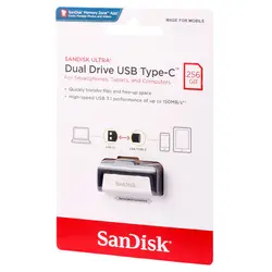 فلش مموری سن دیسک مدل Ultra Dual Drive USB Type-C ظرفیت 256 گیگابایت