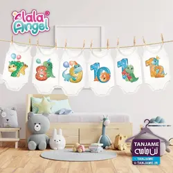 لباس ماهگرد نوزاد طرح دایناسور &ndash; فروشگاه ماهگرد نوزاد | روتختی نوزاد | تن جامه &ndash; خرید